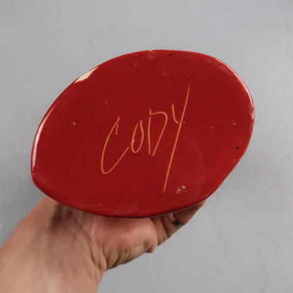 Ceramic Art Pottery Figurative Lady Orange Stripe Dress Vase Signed Terri Cody