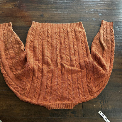 Vintage Jantzen Mens M Crewneck Sweater Orange USA Coogi Style Ugly Knit 60s