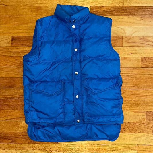 Vintage 80s Puffer Vest Size XL Blue Outdoor Snap China Clipper Rare