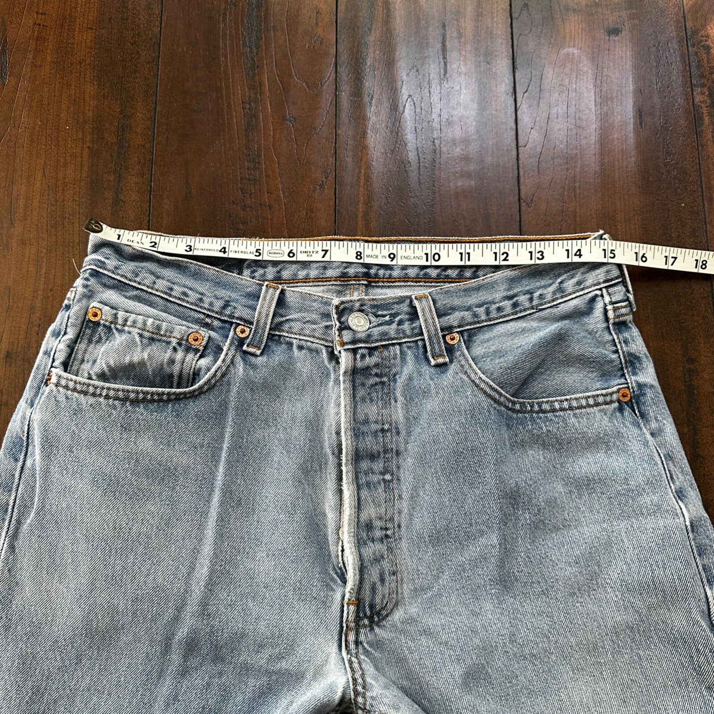 VTG 90s Levis 501 Button Fly 34x36 USA Tag Jeans Straight Wash Blue XX Act 30x32