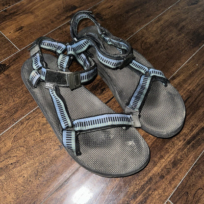 Vintage Teva Hurricane Sandals Mens Size 12 Black Blue Hiking Adjustable USA