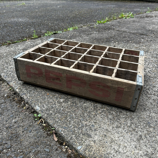 Vintage Wooden Soda Crate Pepsi Cola Wood Gallup New Mexico 24 Bottles Rare