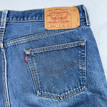 Levis 501 Vintage 90s USA XX Straight Leg Jeans Blue Med Wash 38x30 Act 36x27
