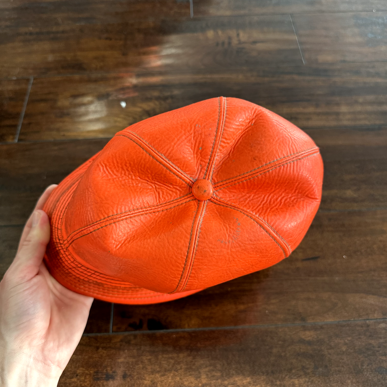 Vintage 1950s Fisherman Hunting Hat Cap Bucket Orange 7 1/8 WWII 50s 60s