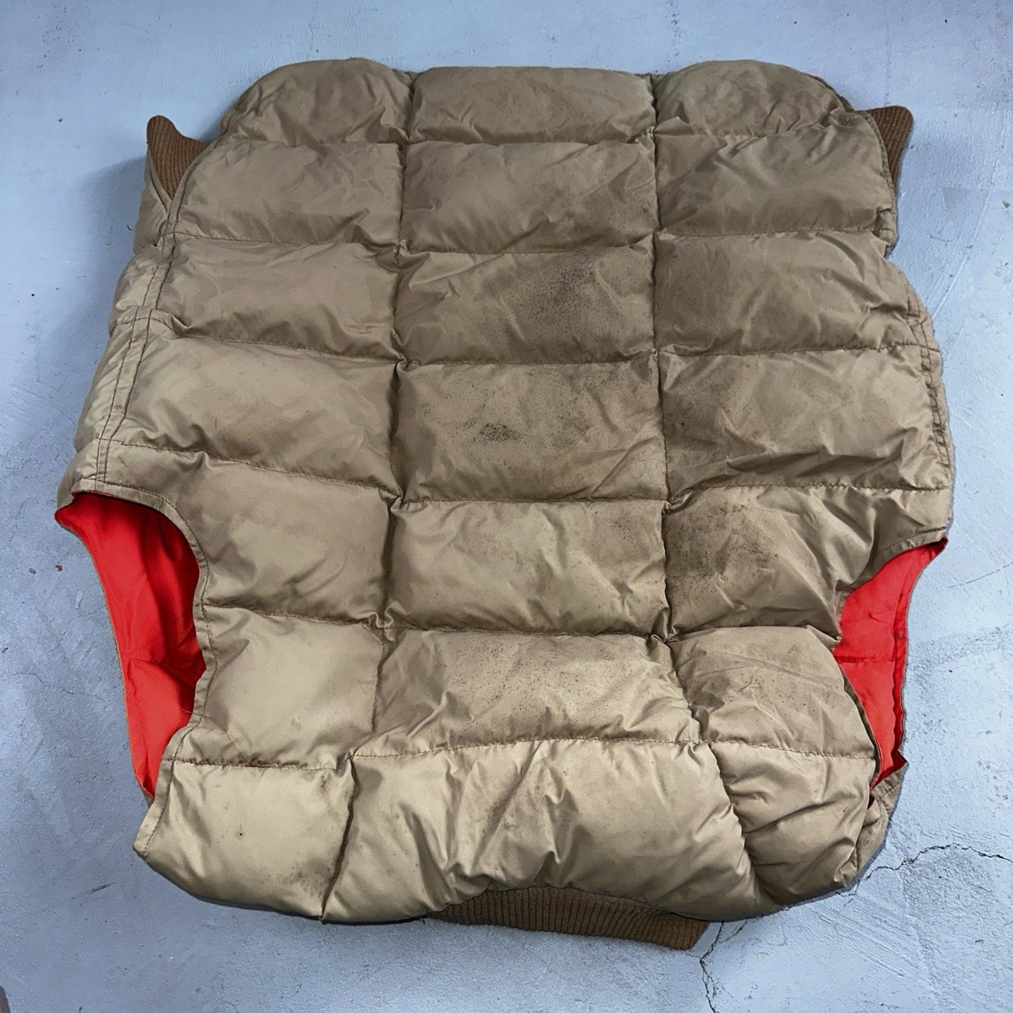 Vtg Pioneer Sportswear M 60s Union Reversible Tan Blaze Orange Canada Down Vest