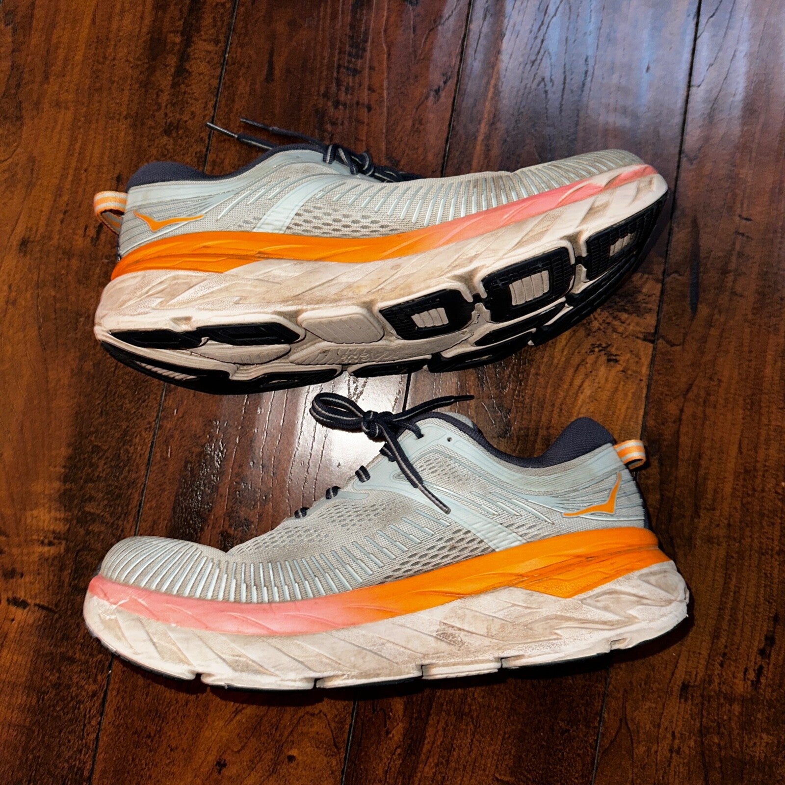 Hoka One One Bondi 10.5 Womens Cushioned Running Shoes Blue Haze Orange