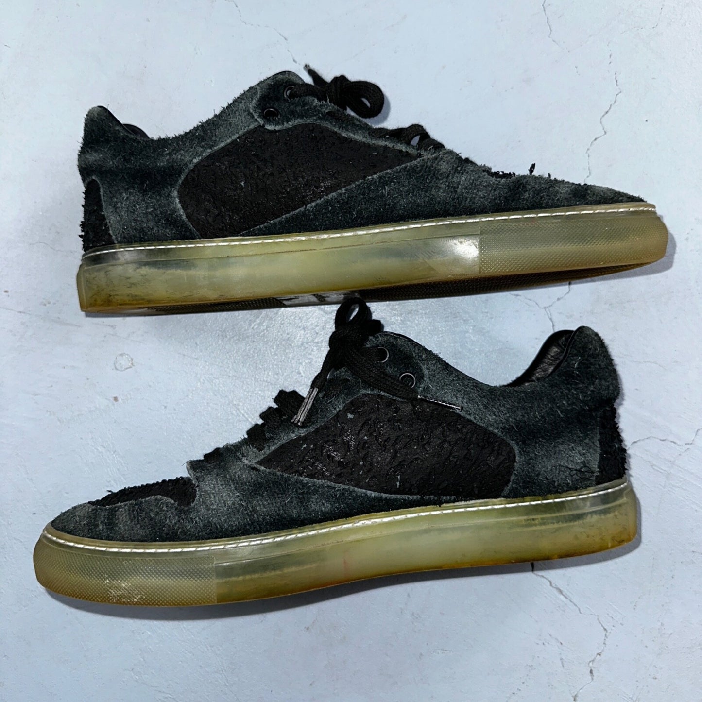 Balenciaga Paris Black Distressed Leather And Suede Sneaker Trainer Mens Size 42