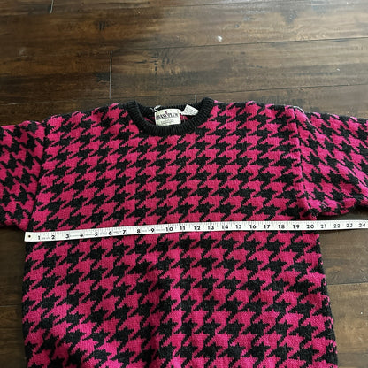 Nordstrom Vtg Brass Plum Womens Shetland Wool Aztec Knit Sweater Rockabilly 80s