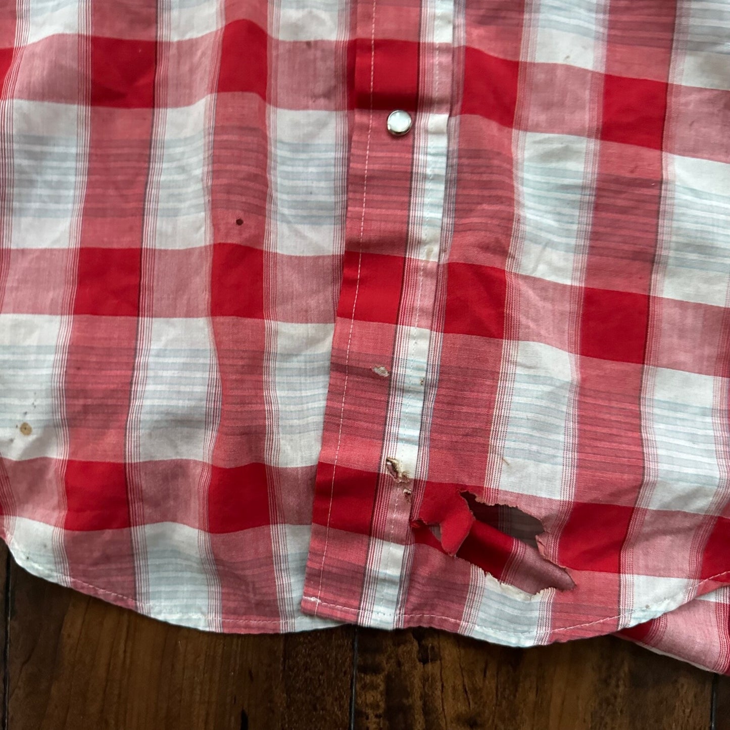 Gold Collection Karman Men's Western Shirt Pearl Snap Red USA Plaid Checker 80s