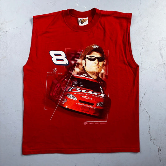 Dale Earnhardt Budweiser VTG T Shirt Car Racing Cut Off Tank 8 Grunge Rock Red