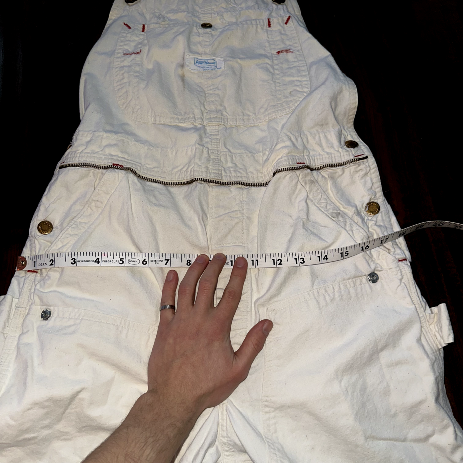 Powerhouse BIB Overalls MONTGOMERY WARD White Denim Workwear 60s 50s Union