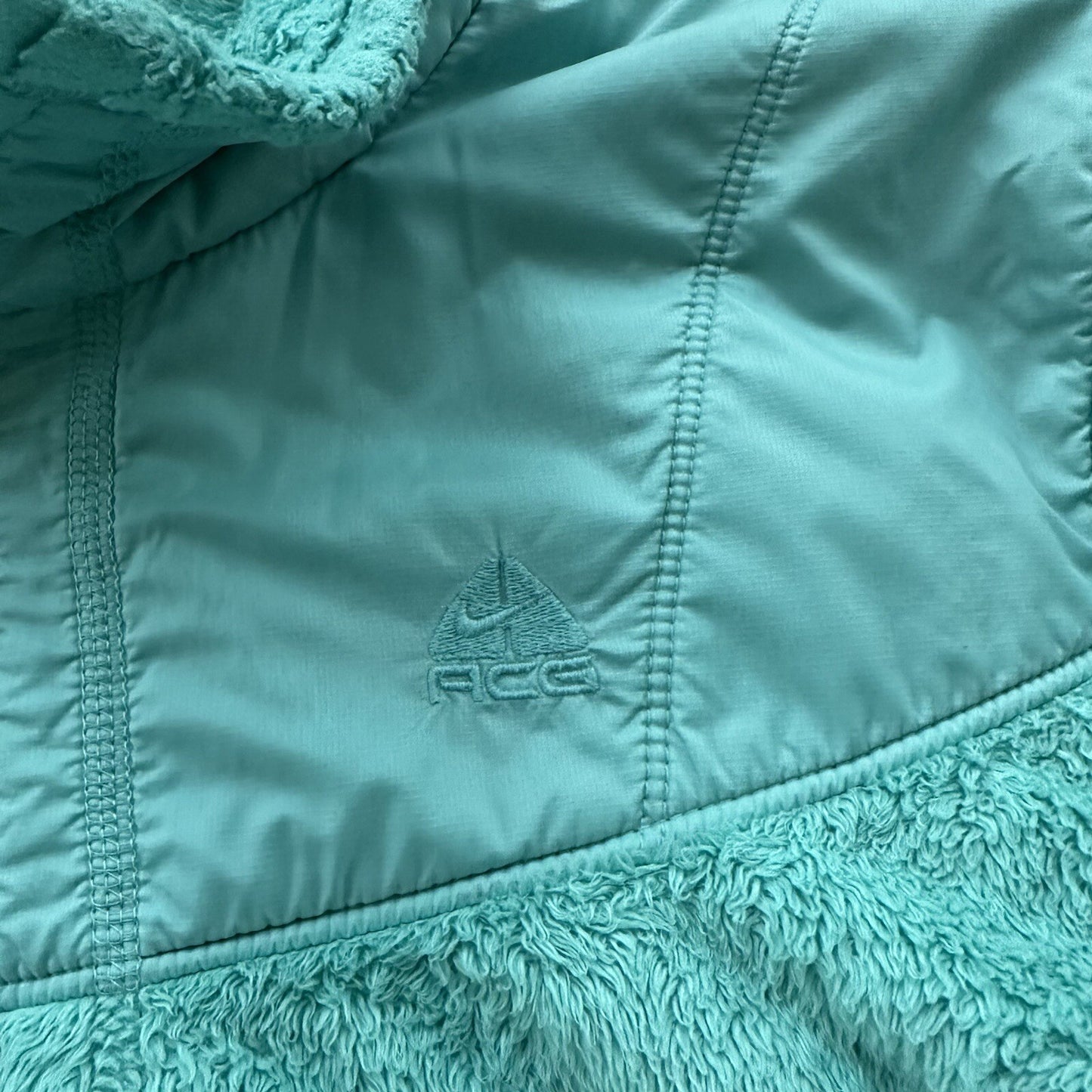 Vtg Nike ACG Womens Soft Fleece Turquoise Teal Blue Full Zip Jacket Y2K Warm