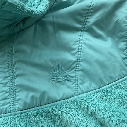 Vtg Nike ACG Womens Soft Fleece Turquoise Teal Blue Full Zip Jacket Y2K Warm