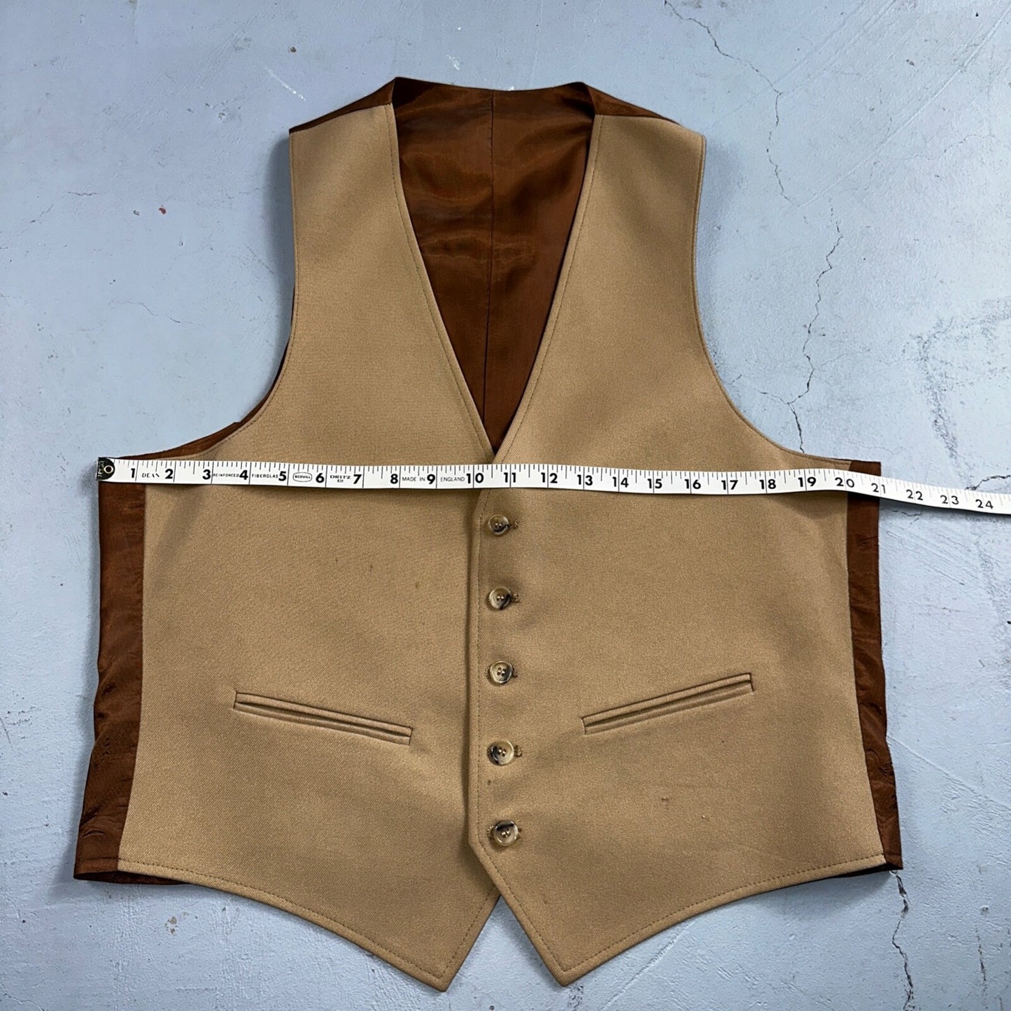 VTG Mens 3 PC Suit 42 Jacket Coat Pants Vest Plaid Rockabilly 70s 1970s Brown