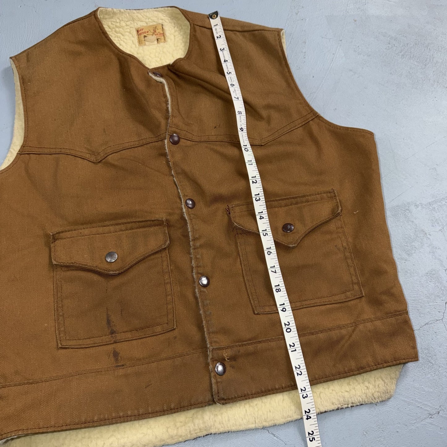 VTG Bay River of San Jose California Sherpa Lined Vest Mens USA Western Cowboy