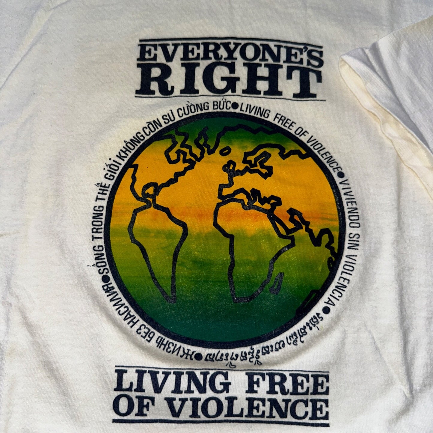Everyones Right Free of Violence Earth Vintage T Shirt Single Stitch Rap Music