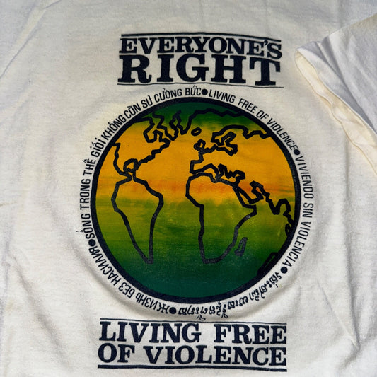 Everyones Right Free of Violence Earth Vintage T Shirt Single Stitch Rap Music