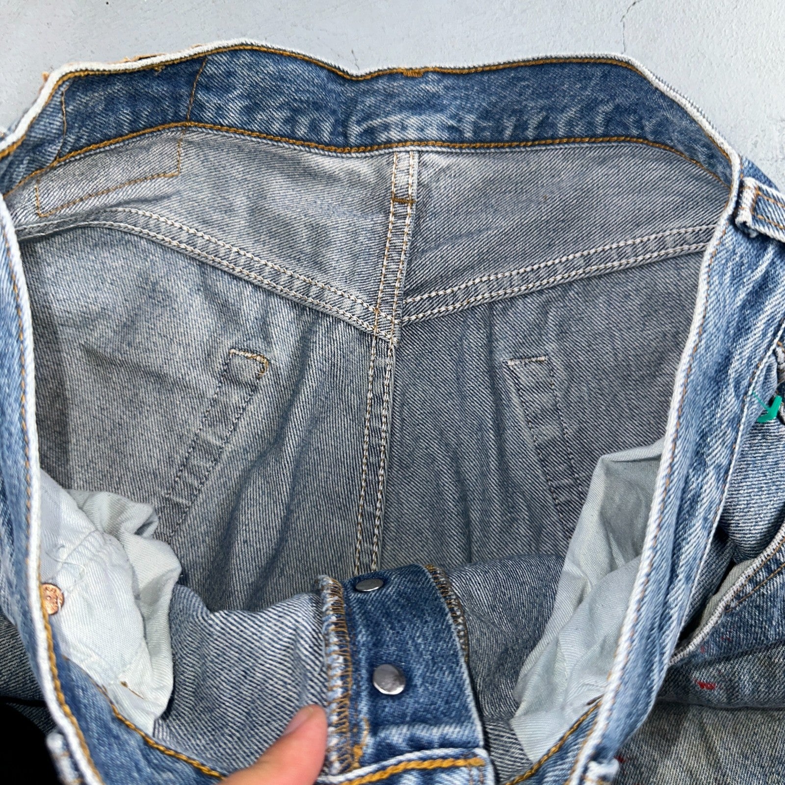 Levis 501 Vintage 90s Poland Straight Leg Jeans Blue Med Wash 34x34 Act 32x33