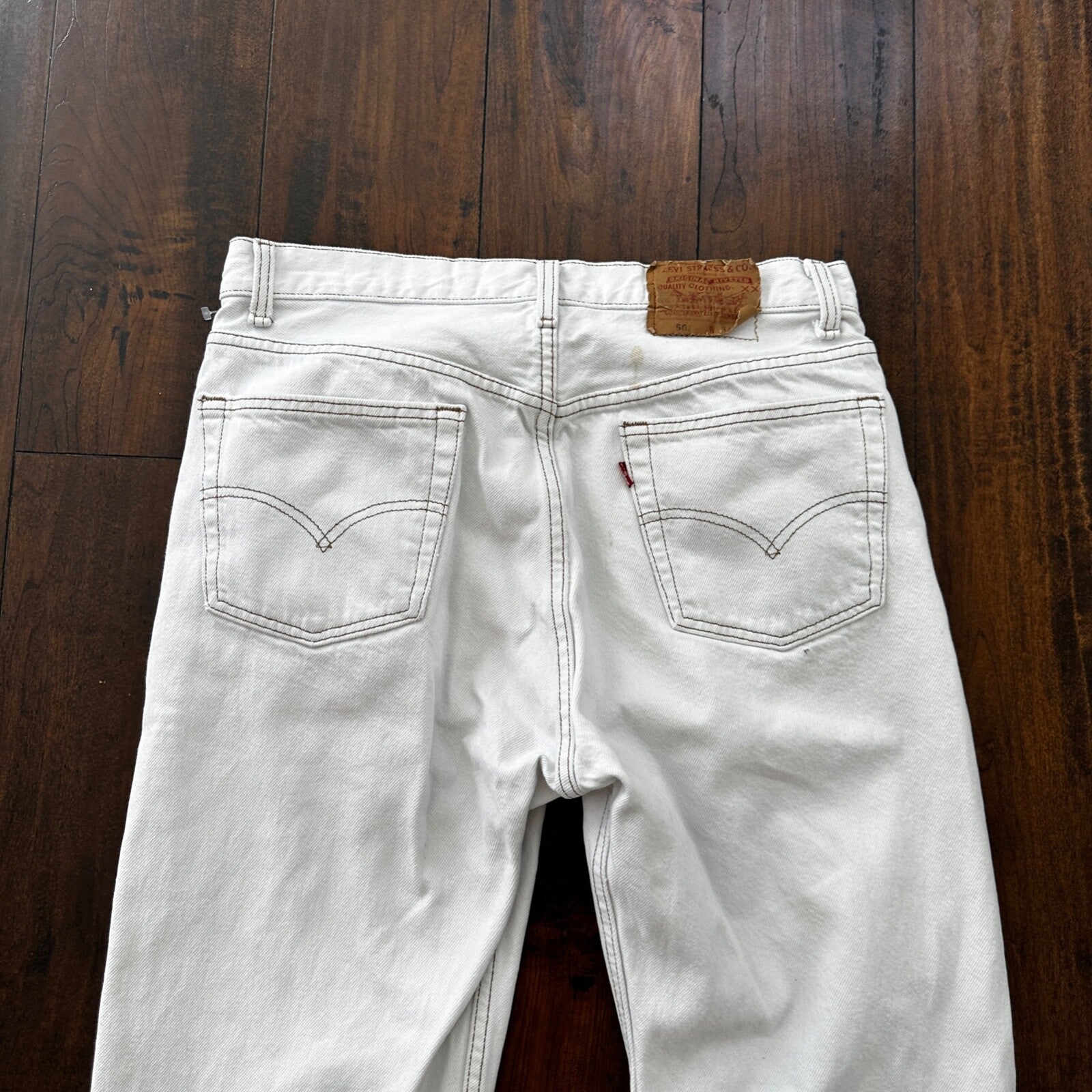 Vintage 90s Levis 501 USA 34x34 Tag Jeans 80s White Bleach Wash Act Worn 31x30