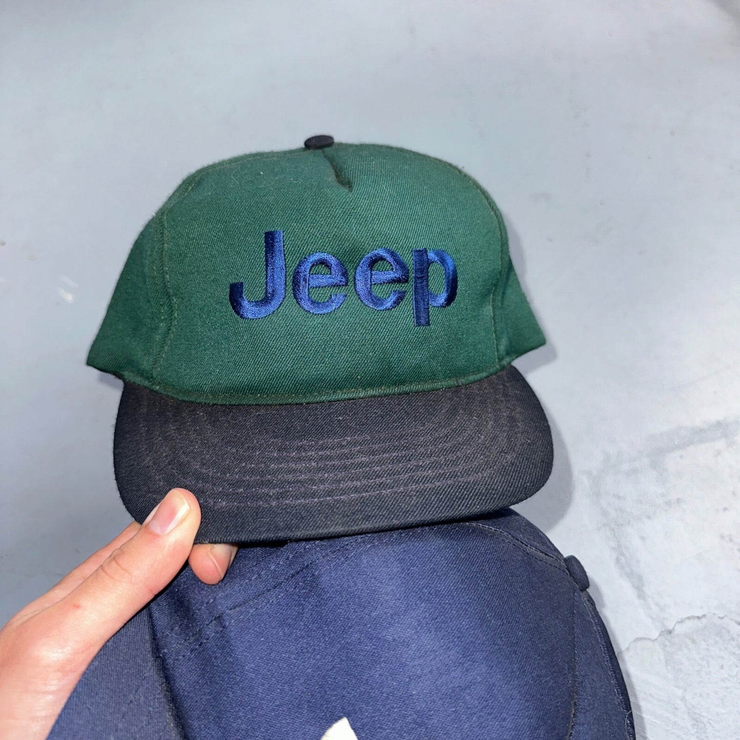 Jeep Lot of 2 VTG Hat Cap Snapback Trucker Embroidered Cars Trucks Set