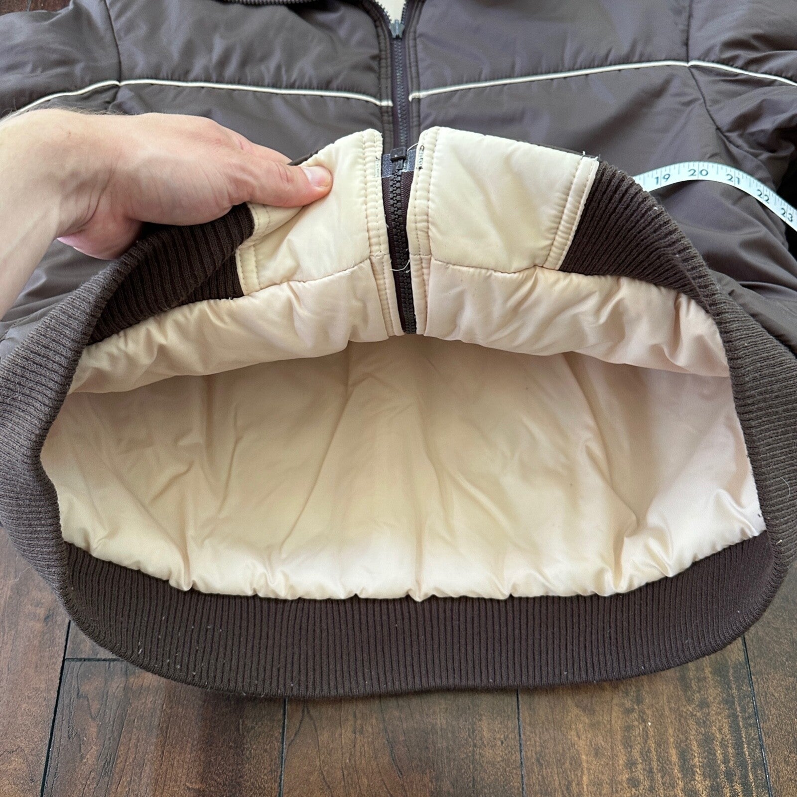 VTG Reversible Ocean Pacific Brown Insulated Puffer Jacket Double Sided 70s 80s