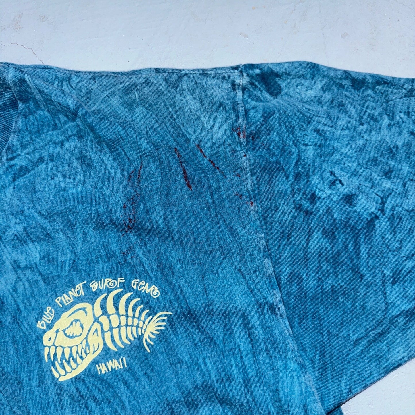 Surf Blue Planet Tye Dye 80s USA Hawaii VTG T Shirt Single Stitch Fish Ocean