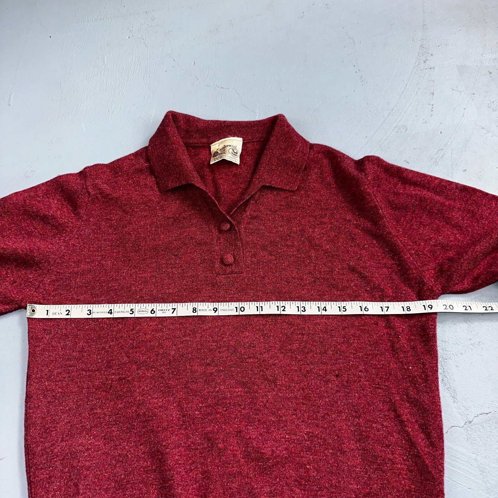 VTG Edinburg Woolen Mill Wool Cardigan Sweater Women’s M 1970s Red Lambswool