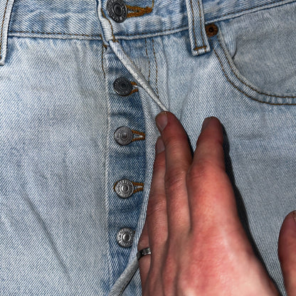 Levis 501 Vintage 90s USA XX Straight Leg Jeans Blue Light Wash 33x30 Act 31x29