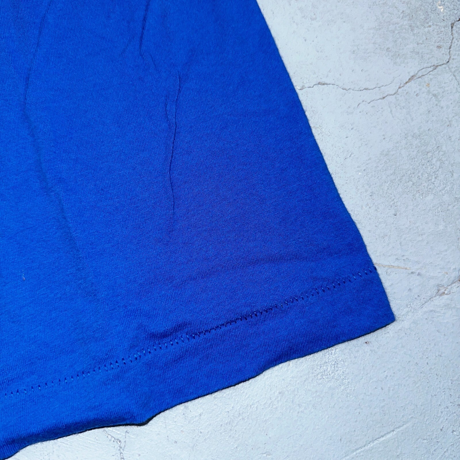 FOTL Blank 90s VTG T Shirt USA Pocket Blue Basic Simple Single Stitch Selvedge