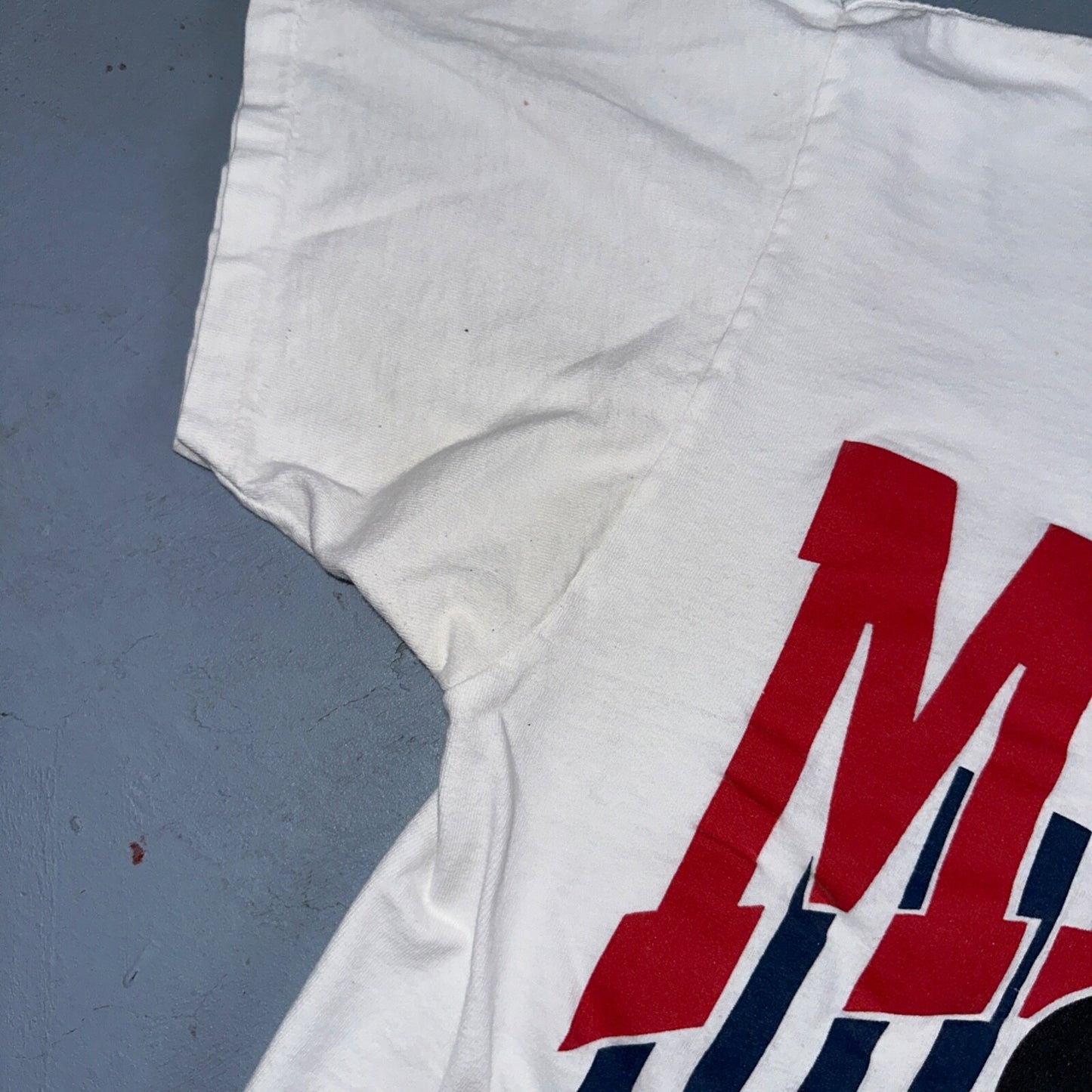 Disney Mickey Mouse Single Stitch Striped VTG T Shirt White 90s Happy Cute