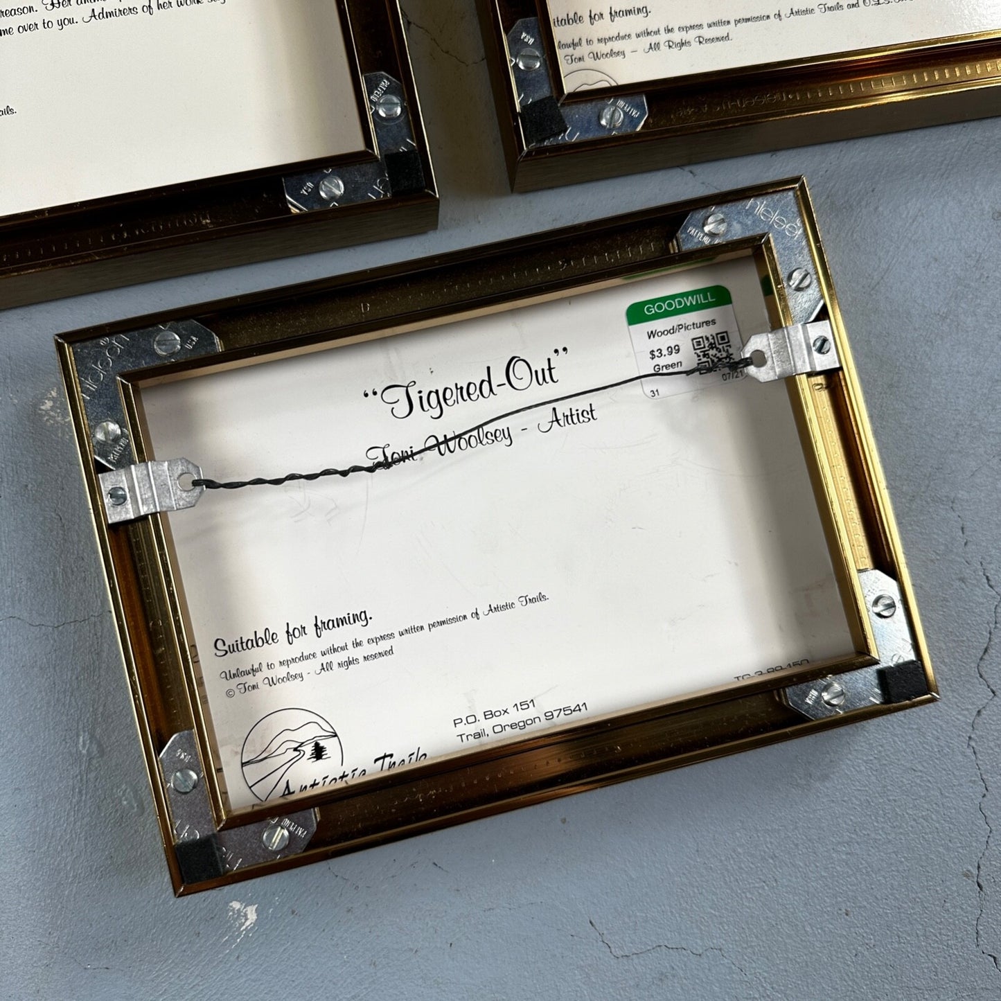 Home Interiors Tiger Framed Picture Toni Woolsey Local Oregon Artist Cats