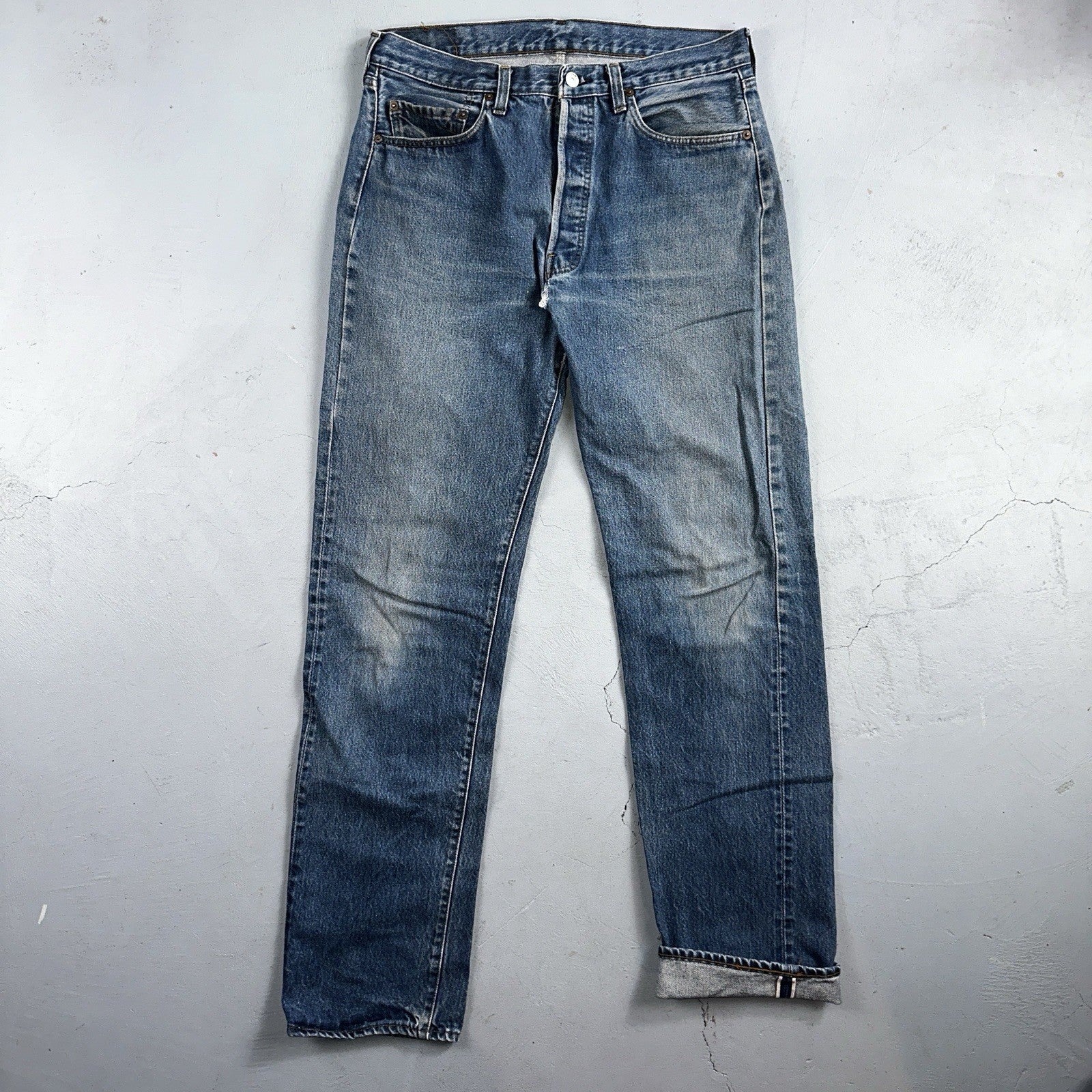 Levis 501 Vintage 80s Redline Selvedge USA XX Jeans Med Wash 35x38 Act 32x33