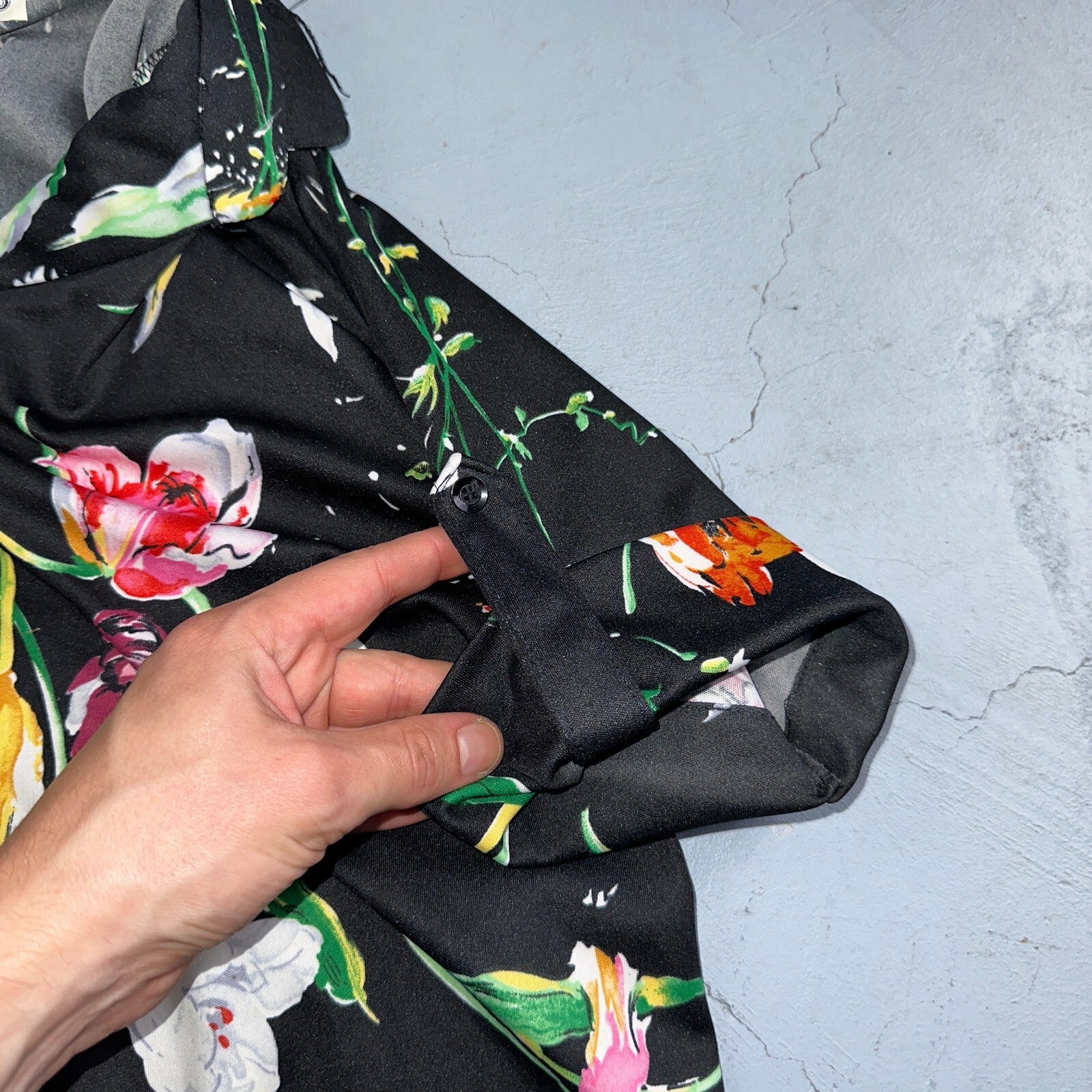 Caribou Made In USA Floral Print Shirt Button Down V Neck Women’s Vintage 1970s