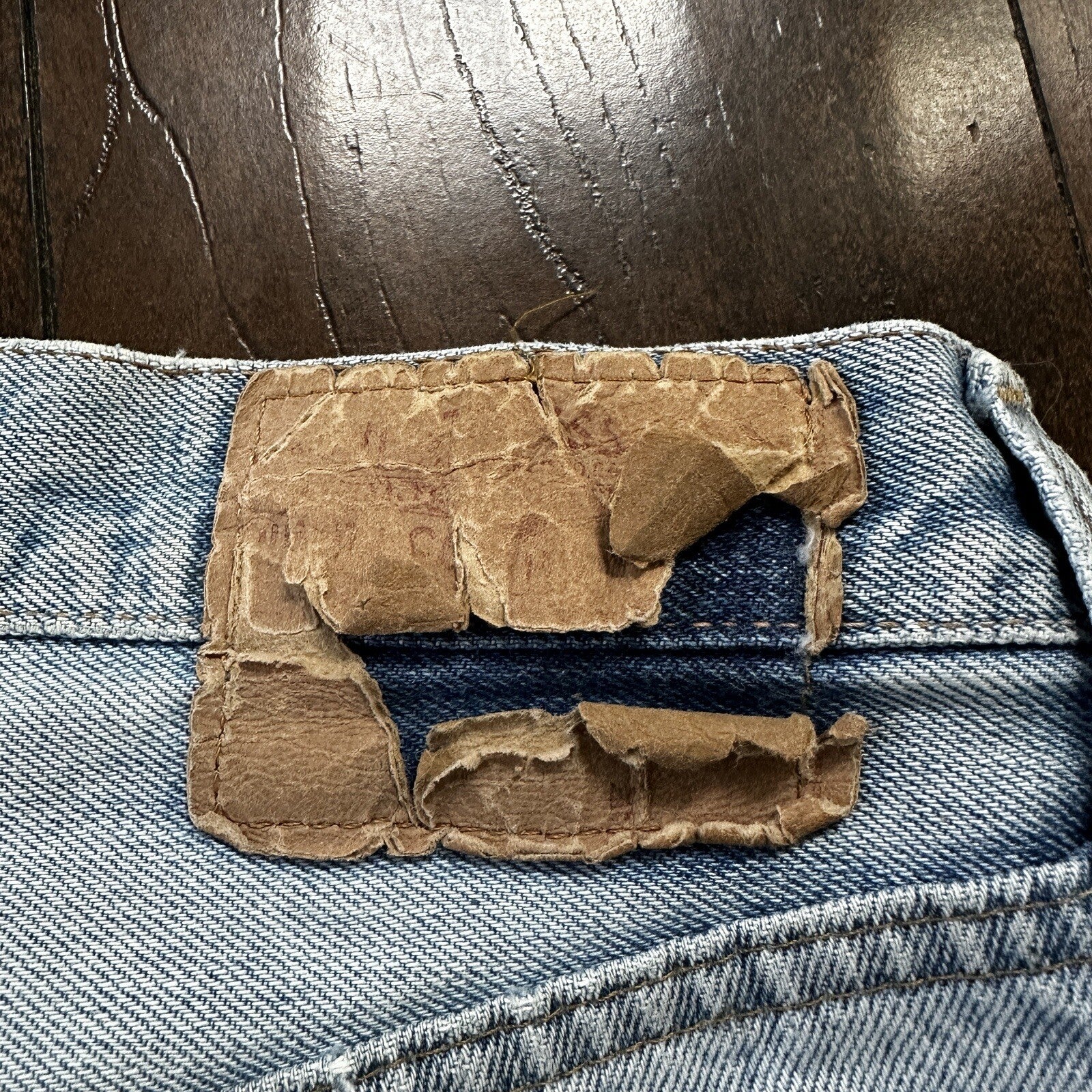 Levis Vintage 80s Redline Selvedge USA 501 Light Wash Jeans 66 30x28 Thrashed