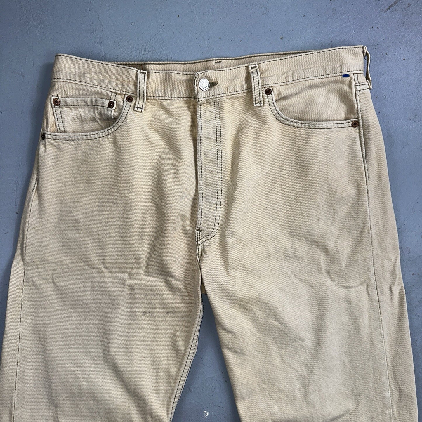 Levis 501 Vintage 90s USA XX Straight Leg Jeans Yellow Khaki 36x32 Act 34x31