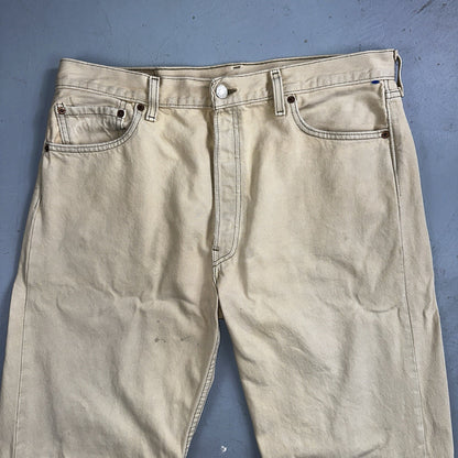 Levis 501 Vintage 90s USA XX Straight Leg Jeans Yellow Khaki 36x32 Act 34x31