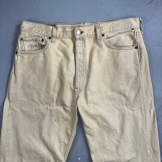 Levis 501 Vintage 90s USA XX Straight Leg Jeans Yellow Khaki 36x32 Act 34x31