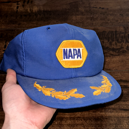Napa Vintage Hat Cap Snapback Oak Leaves Blue 80s 90s Racing Car Parts Sports