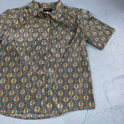 Notations Petite Shirt Womens Petite 6 Crazy Print Collared Button Down VTG