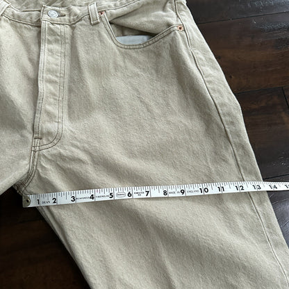 Vintage Levis 501 XX Button Fly 90s 38x34 80s Tag Act 35x34 Tan Cream Bleach