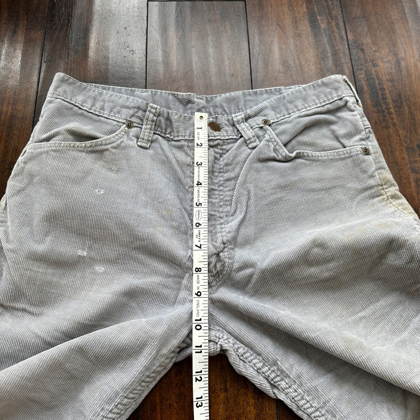 VTG 60s Wrangler USA Grey Corduroy Pants 34S 70s 33x23 Capri Cut Cowboy RARE