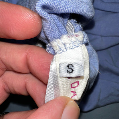 Rayon Blouse Womens S Purple Off Shoulder Crinkle Top Mesh Ruched Y2K