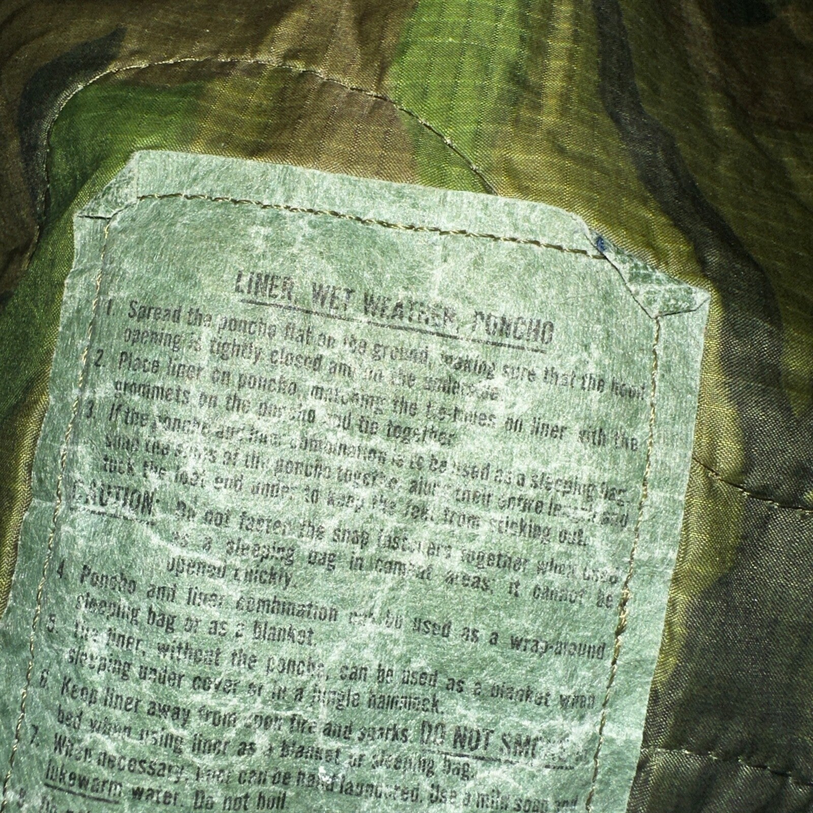 Vintage 1982 War Camouflage Poncho Liner Woodland Camo Dated 1982 Rare 80s