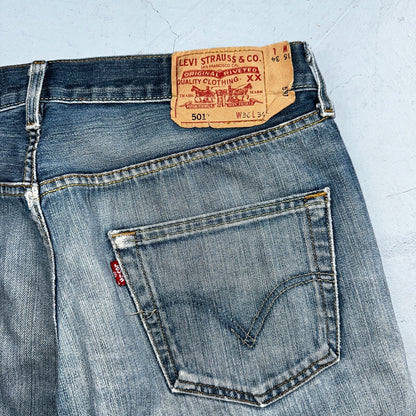 Levis 501 Vintage Y2K XX Straight Leg Jeans Blue Crazy Wash 36x34 Act 34x31