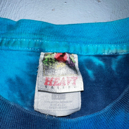Tye Dye Blue Green Swirl Single Stitch VTG T Shirt Basic Hippie Stoner Vibe XL