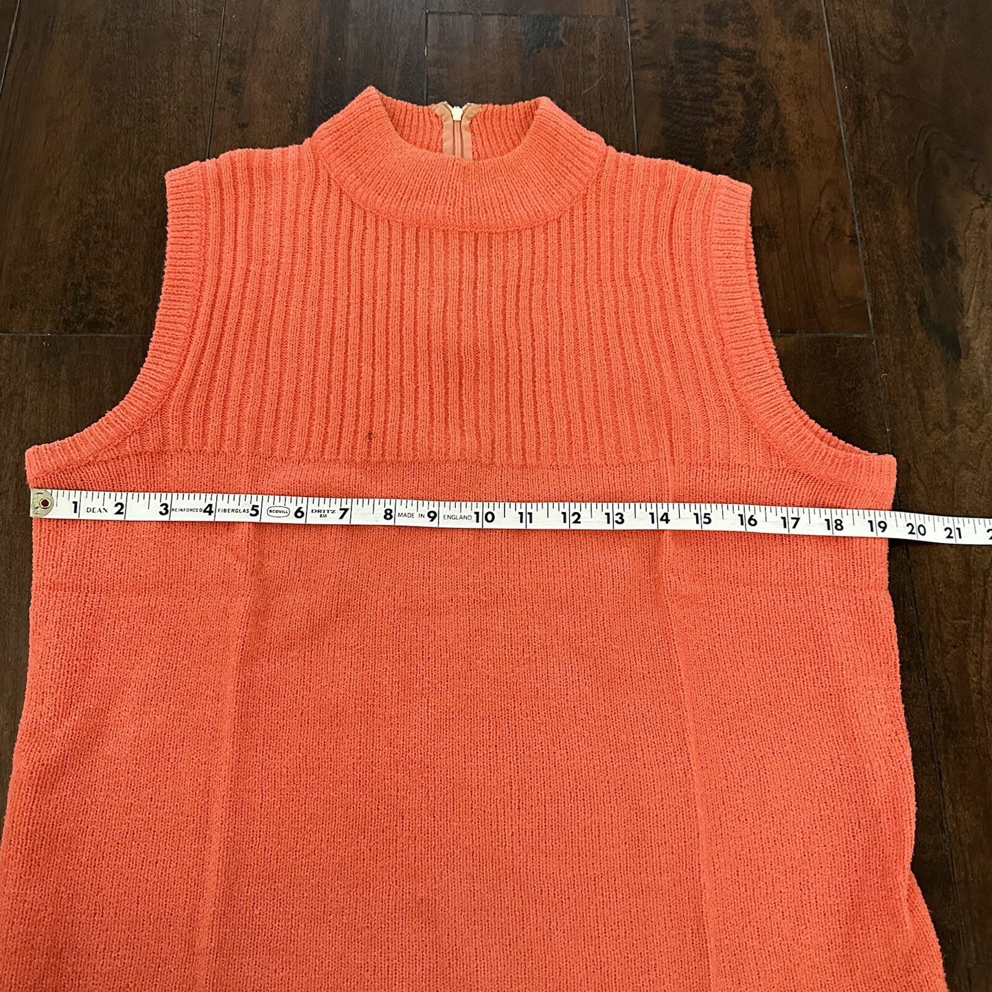 Vintage USA Rockabilly Womens Shirt Terry Cloth Orange Tank Shirt 70s 80s Cut