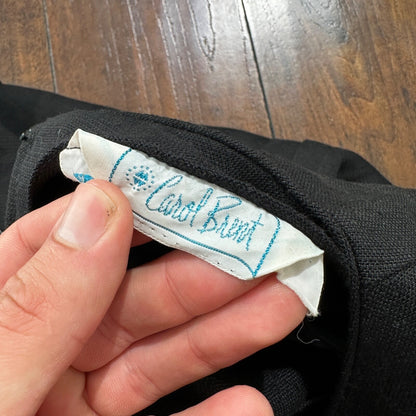 Vintage USA Rockabilly Womens Dress Skirt 60s 70s Top Black Wool Stained