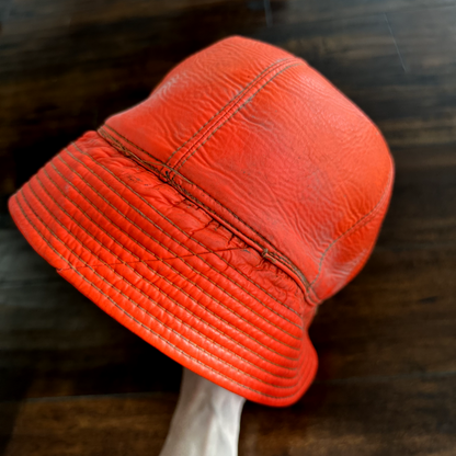 Vintage 1950s Fisherman Hunting Hat Cap Bucket Orange 7 1/8 WWII 50s 60s