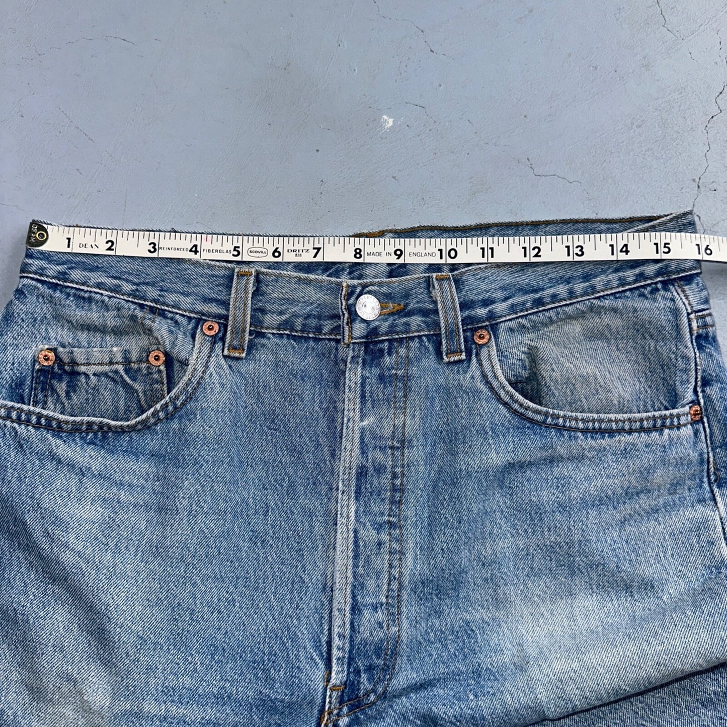 Levis 501 Vintage 90s USA XX Straight Leg Jeans Blue Light Wash 34x36 Act 32x35