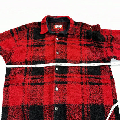 True Grit VTG 80s Made in USA Fleece Jacket Shirt Jacket Plaid Flannel Buffalo